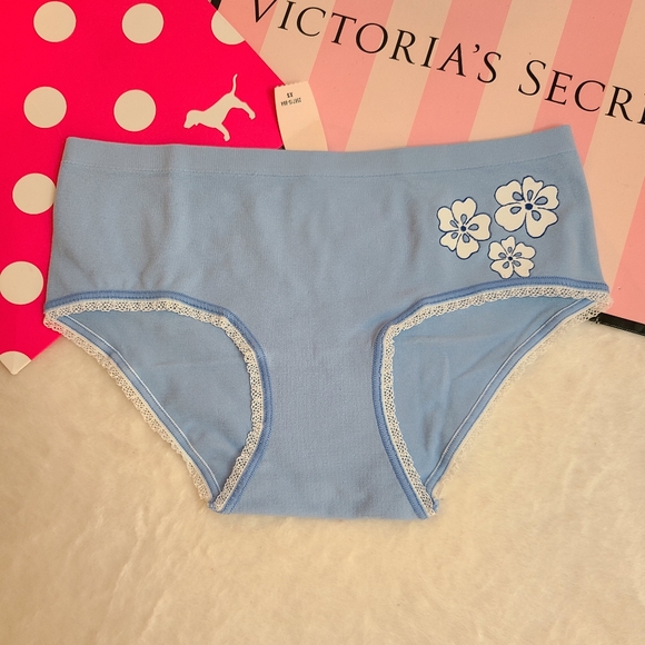 VTG Victoria's Secret Seamless Stretch Nylon Hiphugger Panty Size XS Blue - Picture 1 of 4